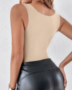Contourx 2 Piece U Neck Shapewear Built In Bra Tank High Strechy Sleeveless Slim Fit Tops Camisole
