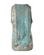 Women's Casual Floral Print Tank Top Sleeveless Notch Neck Vest with Rhinestone Accents