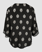 Floral Print V Neck Long Sleeve Blouse Casual Loose Fit Top
