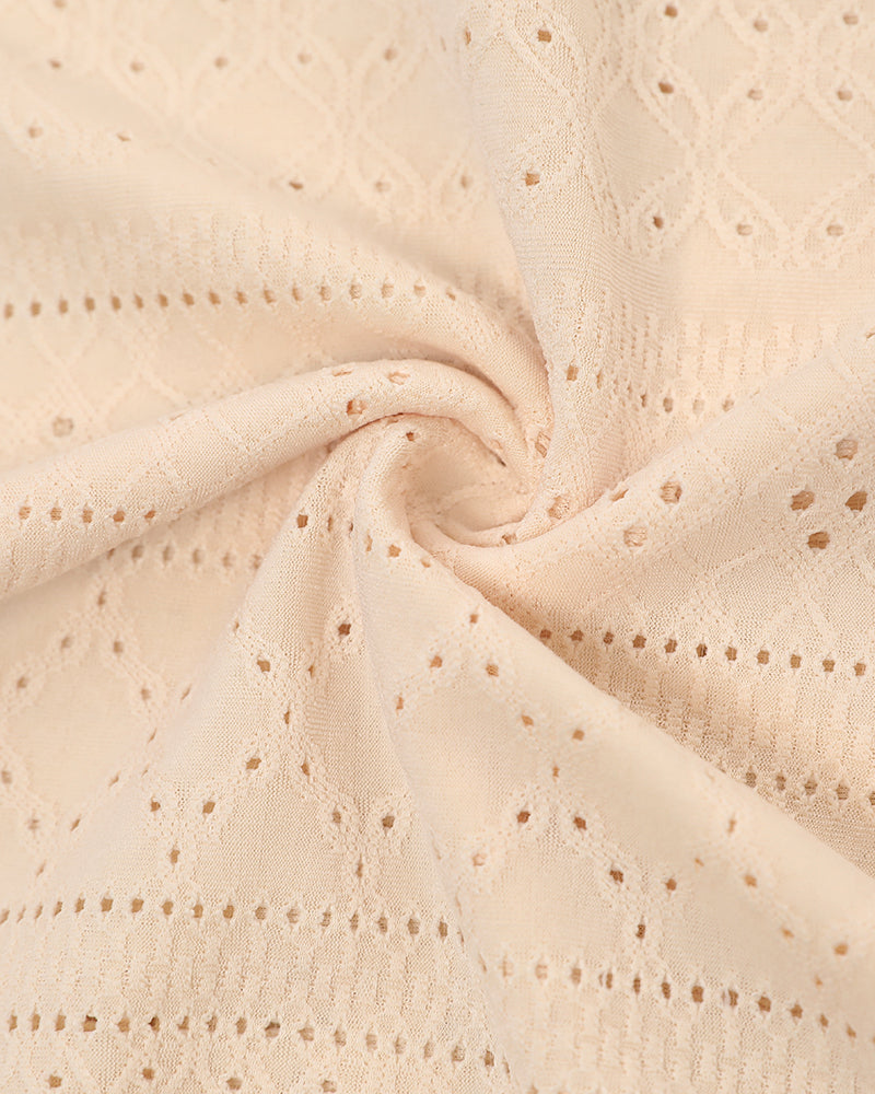 Sleeveless Ruched Cinched Waist Draped Bandeau Dress Eyelet Embroidery Slit Asymmetrical Hem Vacation Dress
