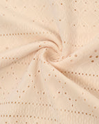 Sleeveless Ruched Cinched Waist Draped Bandeau Dress Eyelet Embroidery Slit Asymmetrical Hem Vacation Dress