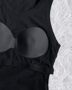 Built-in Bra Ribbed Round Neck Tank Top