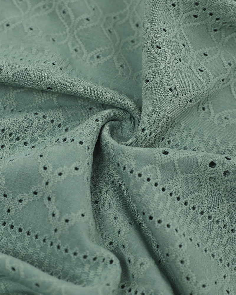 Sleeveless Ruched Cinched Waist Draped Bandeau Dress Eyelet Embroidery Slit Asymmetrical Hem Vacation Dress