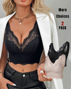 2-Pack Lace Scallop Trim Lace Bralette V-Neck Camisoles