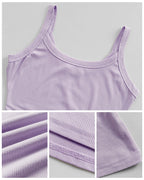 Scoop Neck Spaghetti Strap Ribbed Top Casual Sleeveless Slim Fit Tank