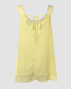U-Neck Thick Strap Tank Contrast Lace Tied Detail Top