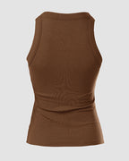 Built-in Bra Ribbed Round Neck Tank Top