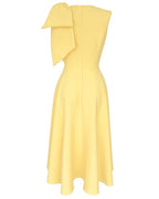 Women's Bowknot A Line Midi Dress Sleeveless Crewneck High Waist Party Dress Elegant Evening Gown