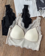2-Pack Lace Scallop Trim Lace Bralette V-Neck Camisoles