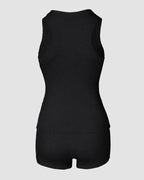 2PCS Micro-Ribbed U-Neck Tank Top & Boxer Set Cozy Loungewear