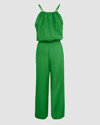Womens Spaghetti Strap Drawstring Tied Waist Jumpsuit Casual Overalls