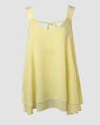 U-Neck Thick Strap Tank Contrast Lace Tied Detail Top