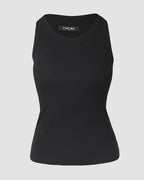 Built-in Bra Ribbed Round Neck Tank Top