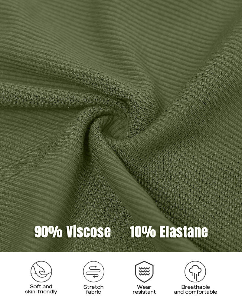 Built-in Bra Ribbed Round Neck Tank Top