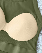 Built-in Bra Ribbed Round Neck Tank Top