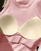 Built-in Bra Ribbed Round Neck Tank Top