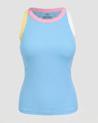 Women's Contrast Binding Tank Top Ribbed Knit Sleeveless Scoop Neck Slim Fit Camisole Top with Built-in Bra