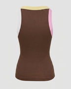 Women's Contrast Binding Tank Top Ribbed Knit Sleeveless Scoop Neck Slim Fit Camisole Top with Built-in Bra