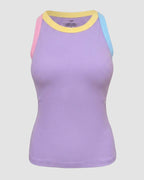 Women's Contrast Binding Tank Top Ribbed Knit Sleeveless Scoop Neck Slim Fit Camisole Top with Built-in Bra