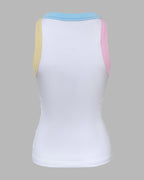 Women's Contrast Binding Tank Top Ribbed Knit Sleeveless Scoop Neck Slim Fit Camisole Top with Built-in Bra
